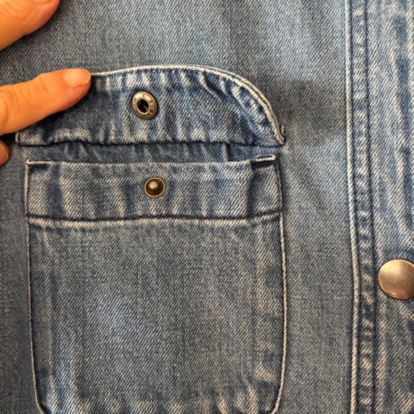 Ladies Old Navy medium blue jean jumpsuit Medium Tall with snaps and fly zip - Picture 7 of 12